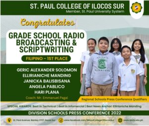 SPCIS GS participants emerge Winners in the Ilocos Sur DSPC 2022